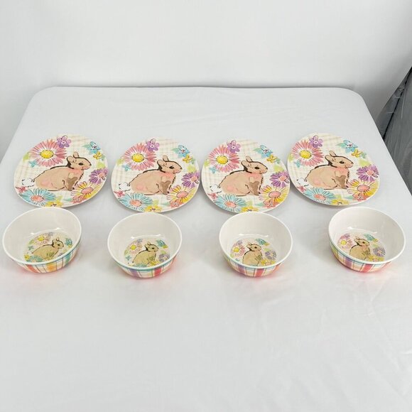 Pier 1 Kids Easter Bunny Plates & Bowls Set‎ 8 Piece - Picture 2 of 6